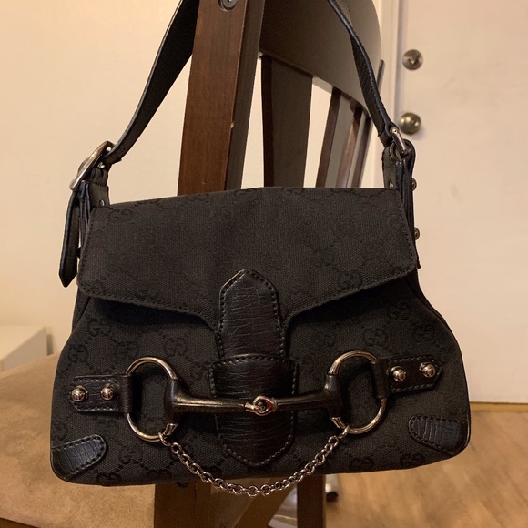 Gucci Black GG Canvas Horsebit Chain - Picture 1 of 8
